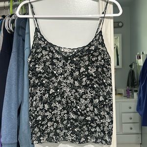 Free People intimatley black and white cami tank top, adjustable strings, size m
